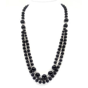 Black Enamel Bead Necklace